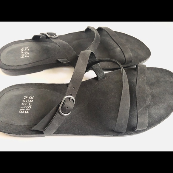 Eileen Fisher black Dali slide sandals slim strap - Picture 14 of 14